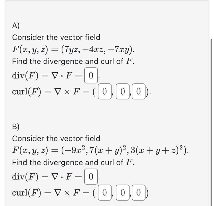 Solved Consider The Vector Field F X Y Z 7yz −4xz −7xy