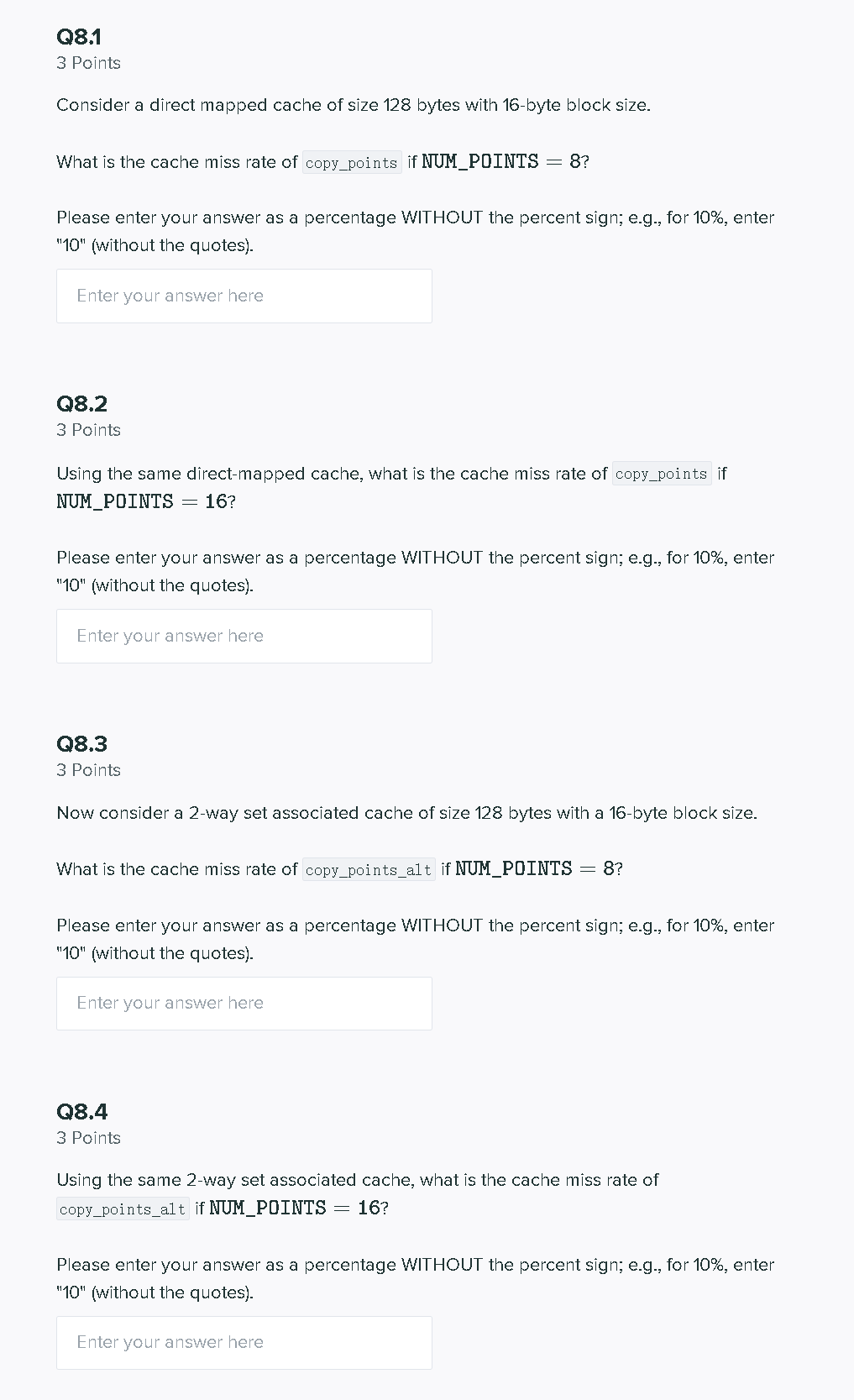 Solved Q8 Cache 12 Points Consider the following code and | Chegg.com