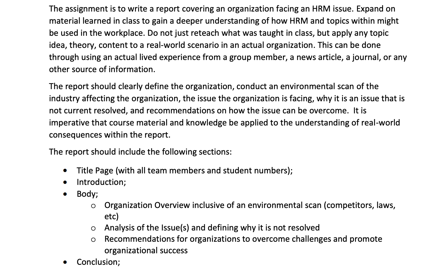 Solved The assignment is to write a report covering an | Chegg.com