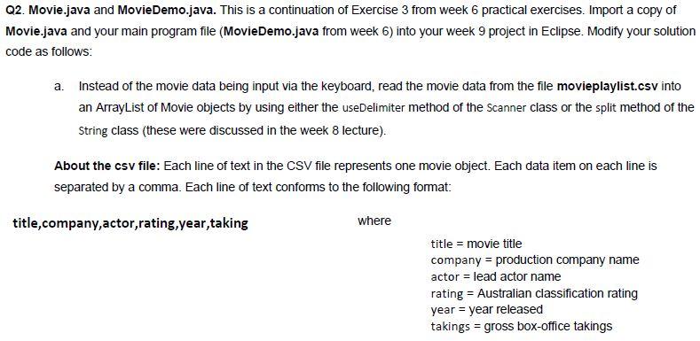 Solved Q2. Movie.java and MovieDemo.java. This is a | Chegg.com