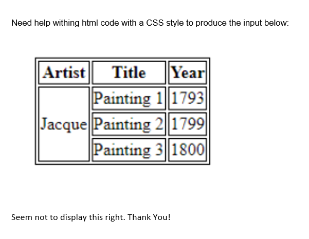 Solved Need help withing html code with a CSS style to | Chegg.com
