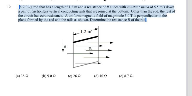 Solved A 2.0−kg rod that has a length of 1.2 m and a | Chegg.com