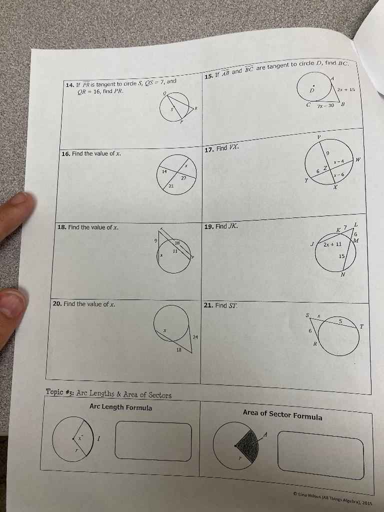 Solved 14. If PR is tangent to circle S, QS = 7, and QR 16, | Chegg.com