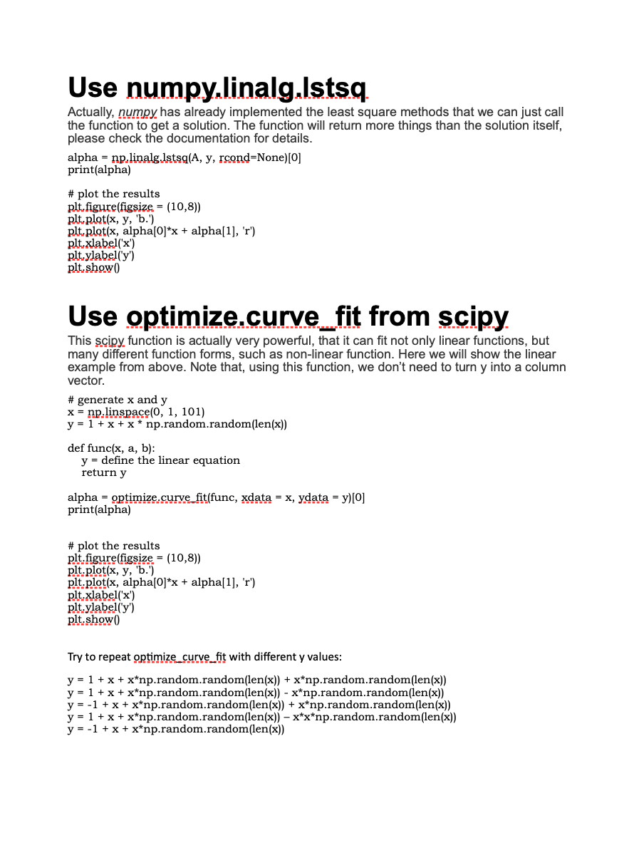 Solved Least Squares Regression in Python Recall that if we | Chegg.com