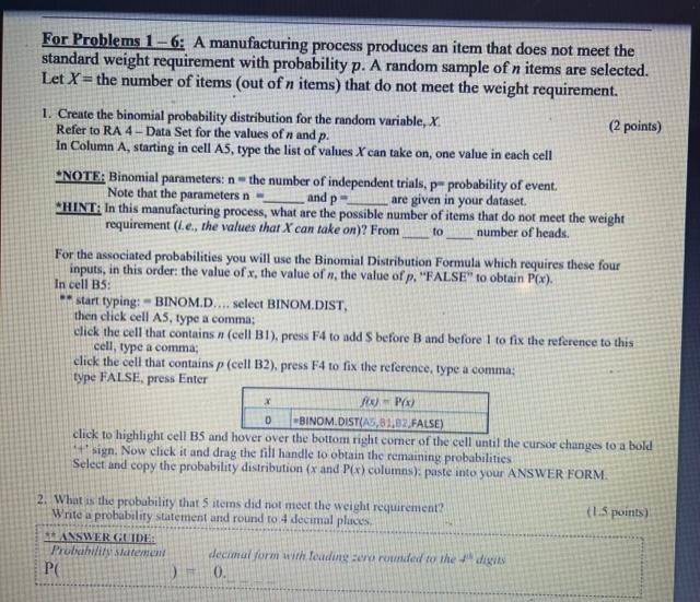 and p to For Problems 1-6: A manufacturing process | Chegg.com