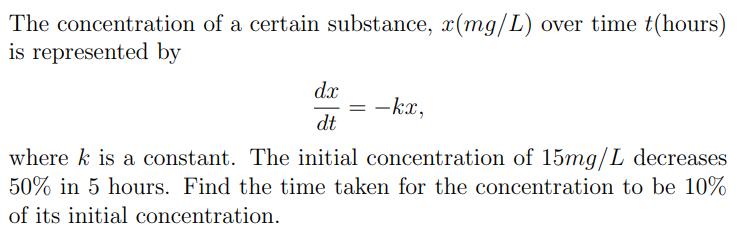 Solved The concentration of a certain substance, x(mg/L) | Chegg.com
