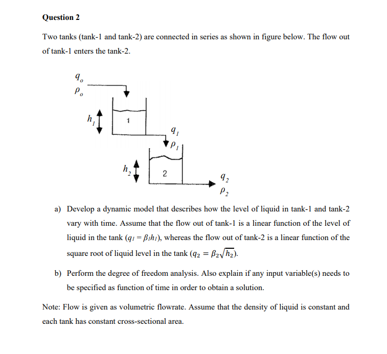 Solved Question 2 Two tanks (tank-1 and tank-2) are