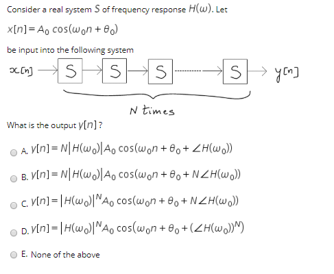 Solved Consider A Real System S Of Frequency Response H W Chegg Com