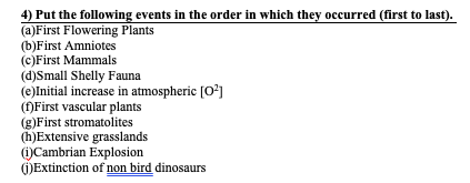 Solved 4) Put The Following Events In The Order In Which | Chegg.com