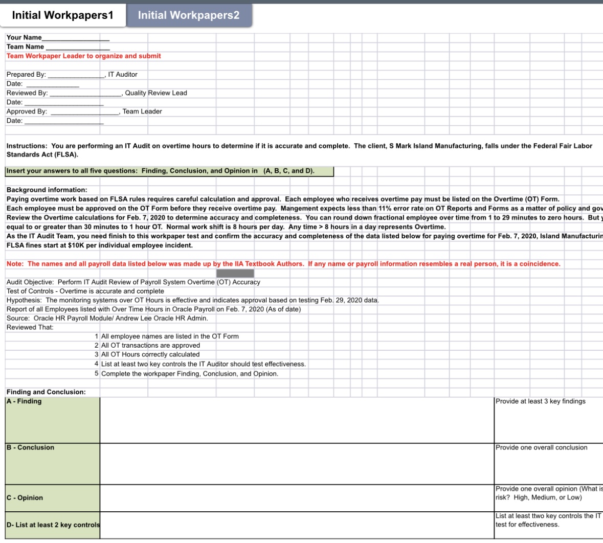 ACCT422 Case Study 1 Payroll IT Application Process | Chegg.com