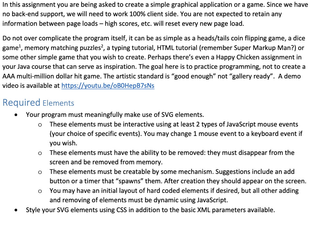 Solved In this assignment you are being asked to create a | Chegg.com