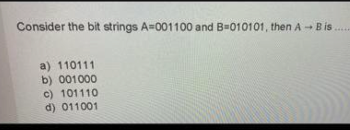 Consider The Bit Strings A=001100 ﻿and B=010101, | Chegg.com