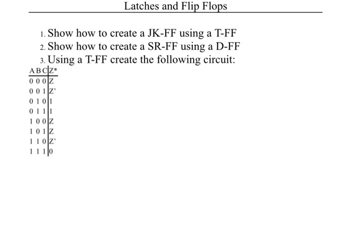 Solved Latches and Flip Flops 1. Show how to create a JK-FF | Chegg.com