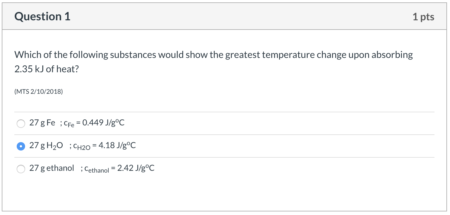 Solved Question 1 1 pts Which of the following substances | Chegg.com