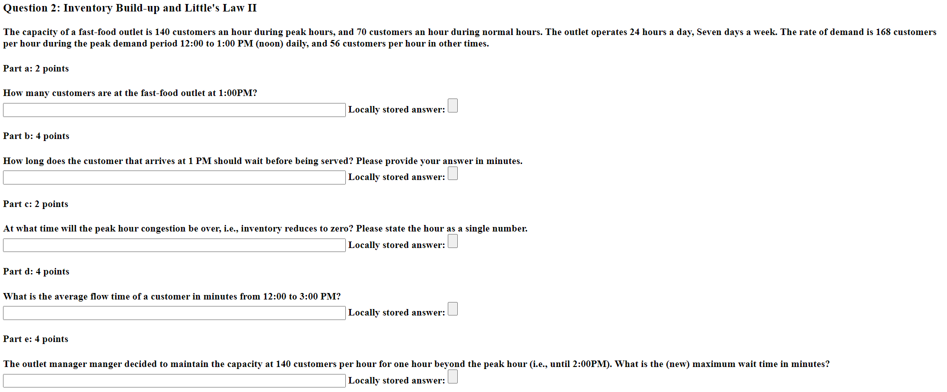 Solved Question 2: Inventory Build-up and Little's Law II | Chegg.com