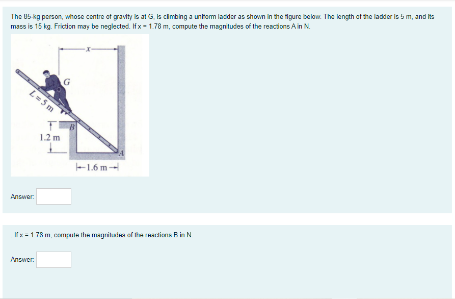 Solved The 85-kg Person, Whose Centre Of Gravity Is At G, Is | Chegg.com