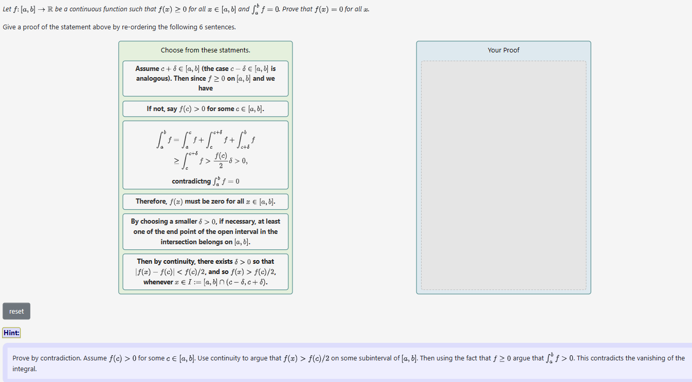 Solved Let F:[a,b]→R Be A Continuous Function Such That | Chegg.com