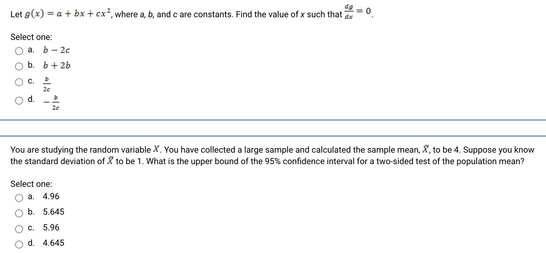 Solved Let g(x) = a + bx + cx?, where a, b, and c are | Chegg.com