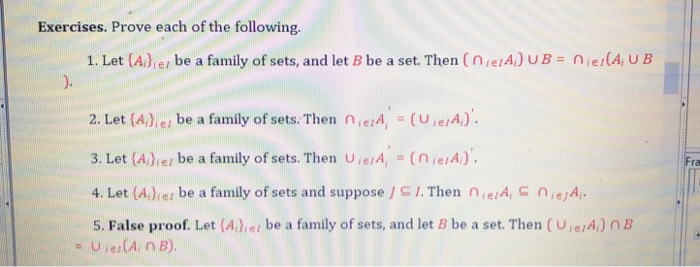 Solved Exercises. Prove each of the following. 1. Let(A), el | Chegg.com