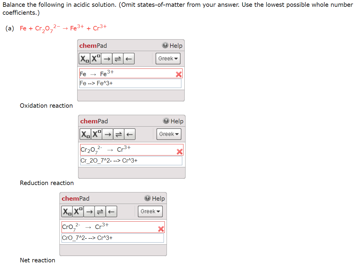 Solved Balance the following in acidic solution. (Omit | Chegg.com