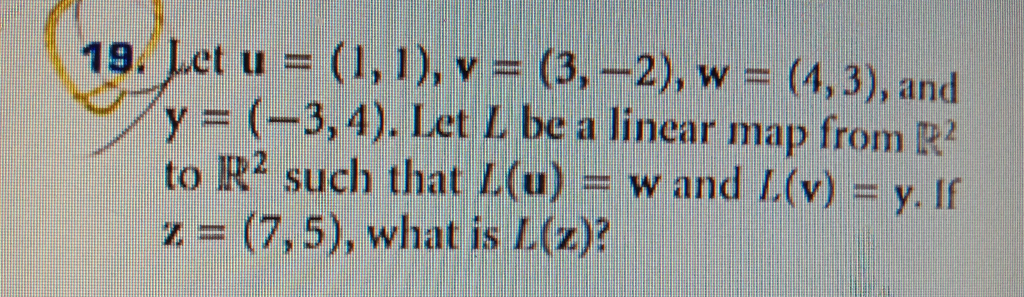Solved 19 Let U 1 1 V 3 2 W 4 3 And Y Chegg Com