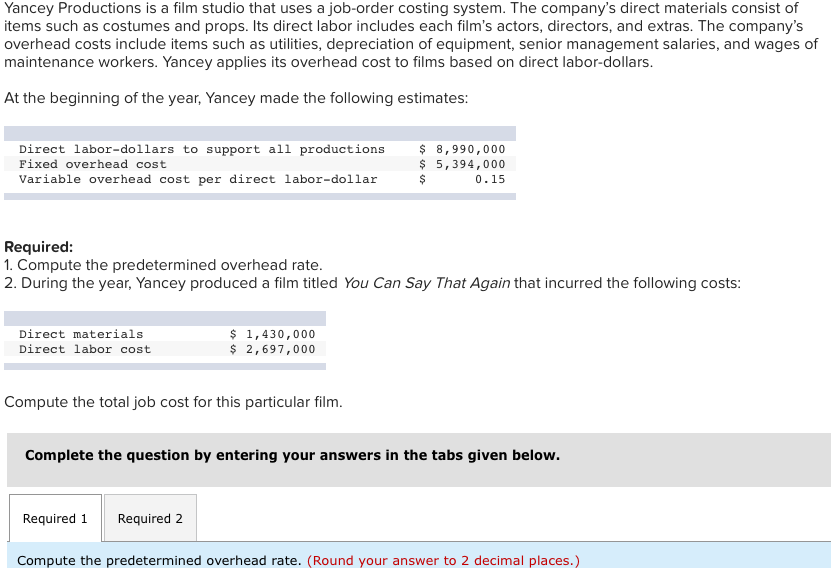 Solved Yancey Productions is a film studio that uses a