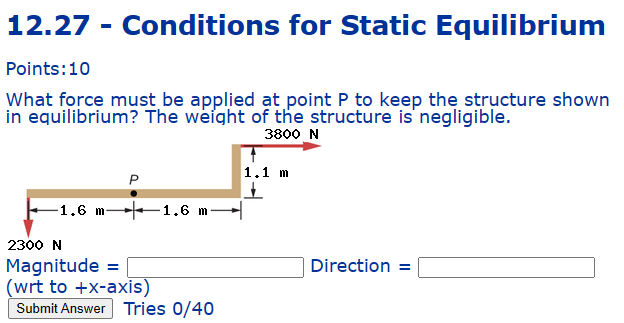 Solved 12.27 - Conditions For Static Equilibrium Points: 10 | Chegg.com