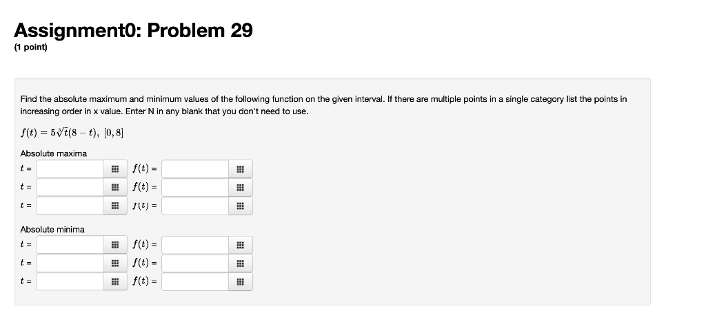 Solved Assignmento: Problem 28 (1 point) Find the absolute | Chegg.com