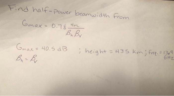 Find Half-Power Beamwidth From Max = Gmax 40.5 DB GH2 | Chegg.com