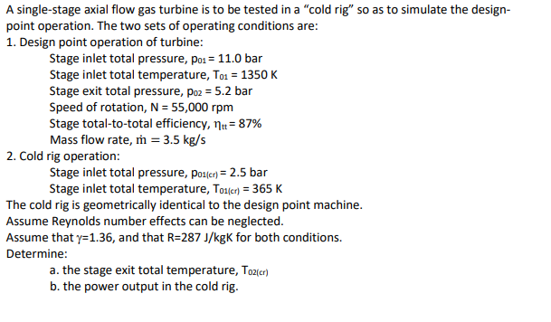 Solved A single-stage axial flow gas turbine is to be tested | Chegg.com