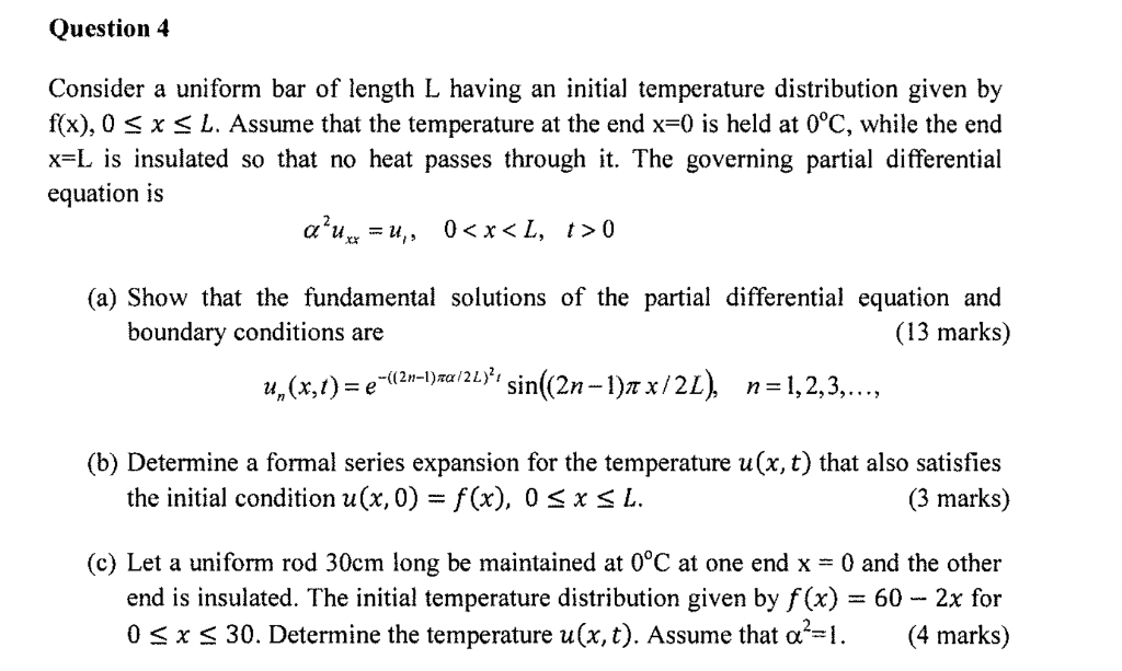 Solved Question 4 Consider a uniform bar of length L having | Chegg.com