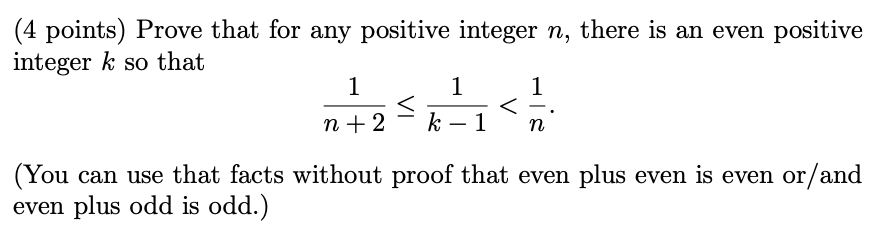 Solved (4 points) Prove that for any positive integer n, | Chegg.com