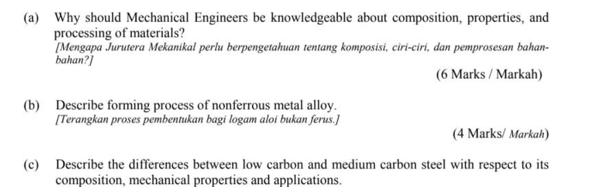 Solved (a) Why should Mechanical Engineers be knowledgeable | Chegg.com