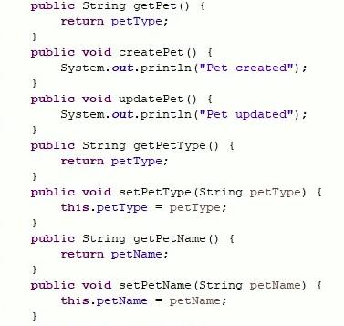 Solved I have a class labeled pet in java that goes as | Chegg.com