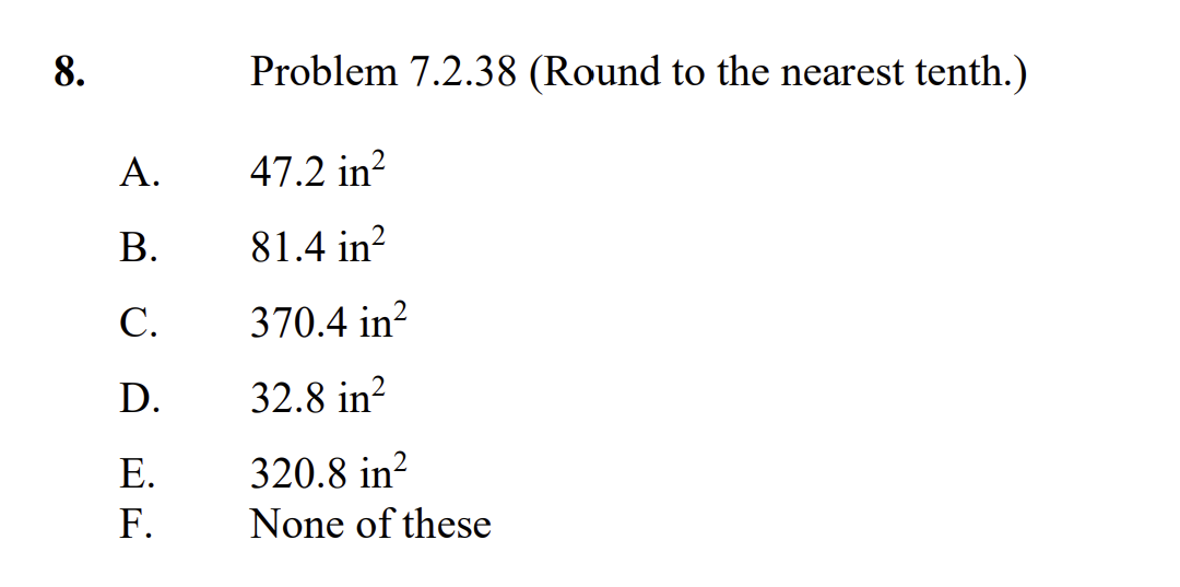 Solved 38. Radius: 7 inches Central Angle: 54π8. Problem | Chegg.com