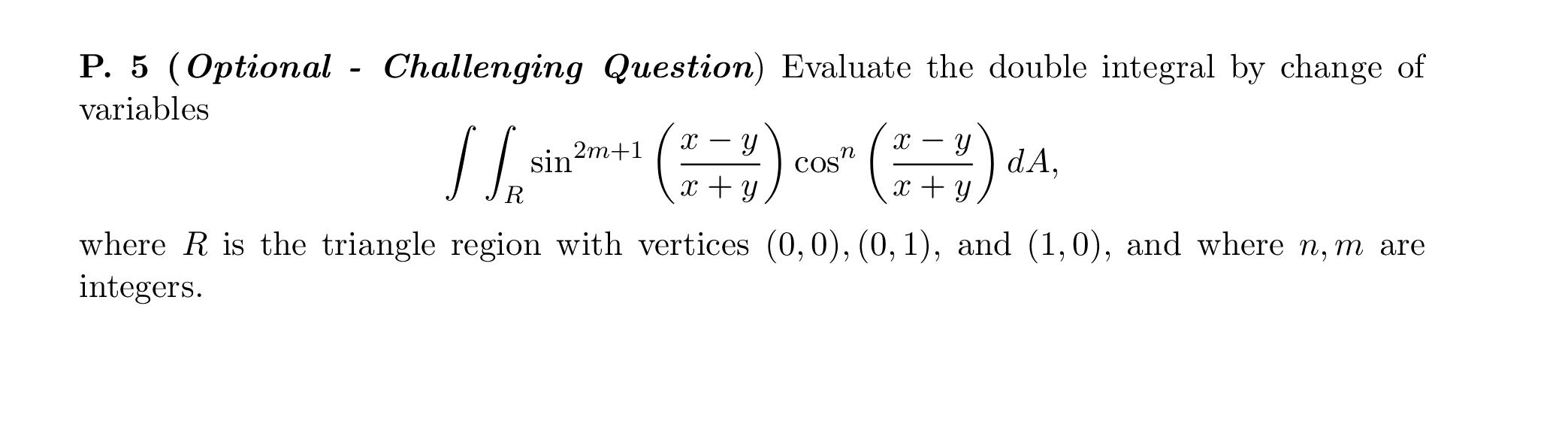 Solved P. 5 (Optional variables Challenging Question) | Chegg.com