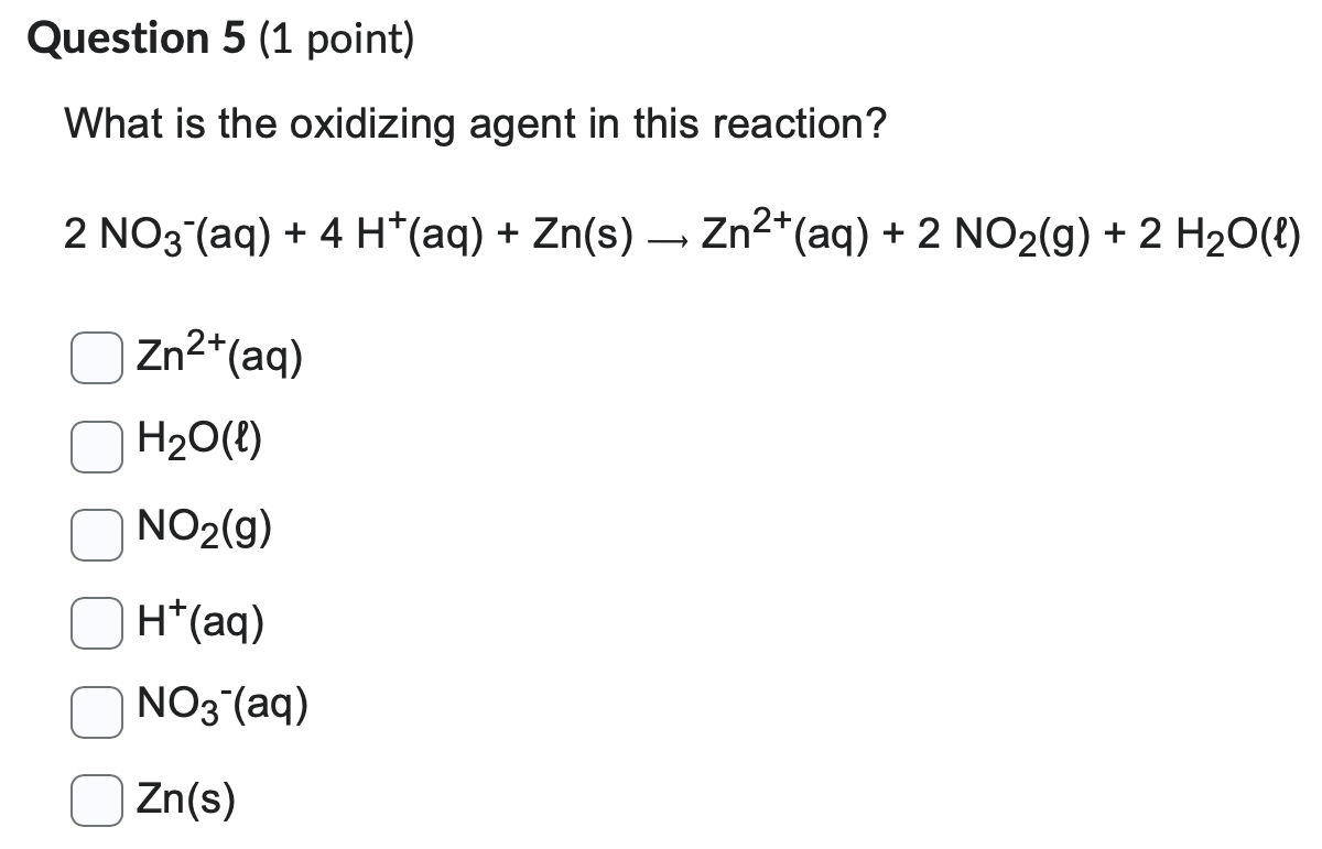 Solved Which of the following reactions is a redox reaction? | Chegg.com