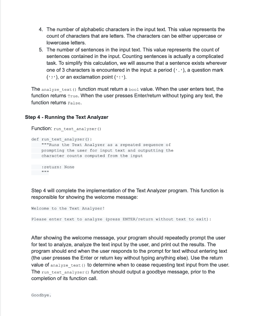 INSTRUCTIONS (Text Analyzer) Restrictions: No Python | Chegg.com