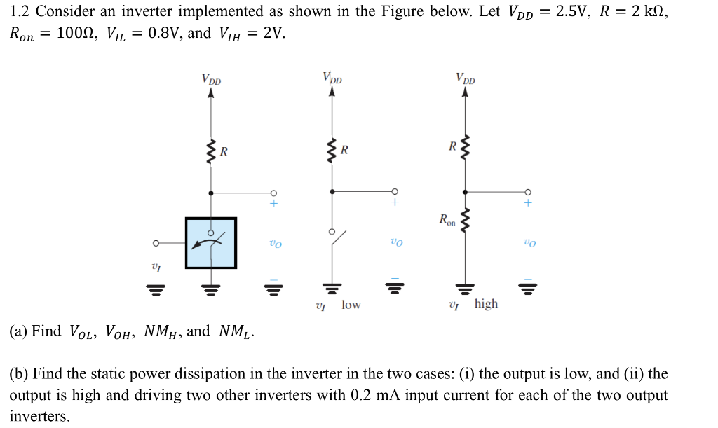 Solved 1.2 Consider an inverter implemented as shown in the | Chegg.com