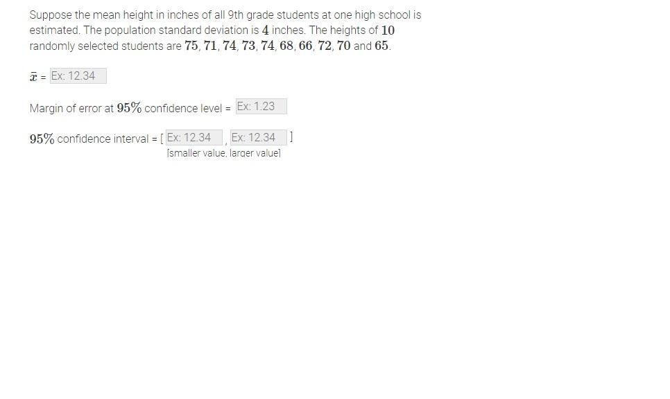 Solved Suppose the mean height in inches of all 9 th grade | Chegg.com