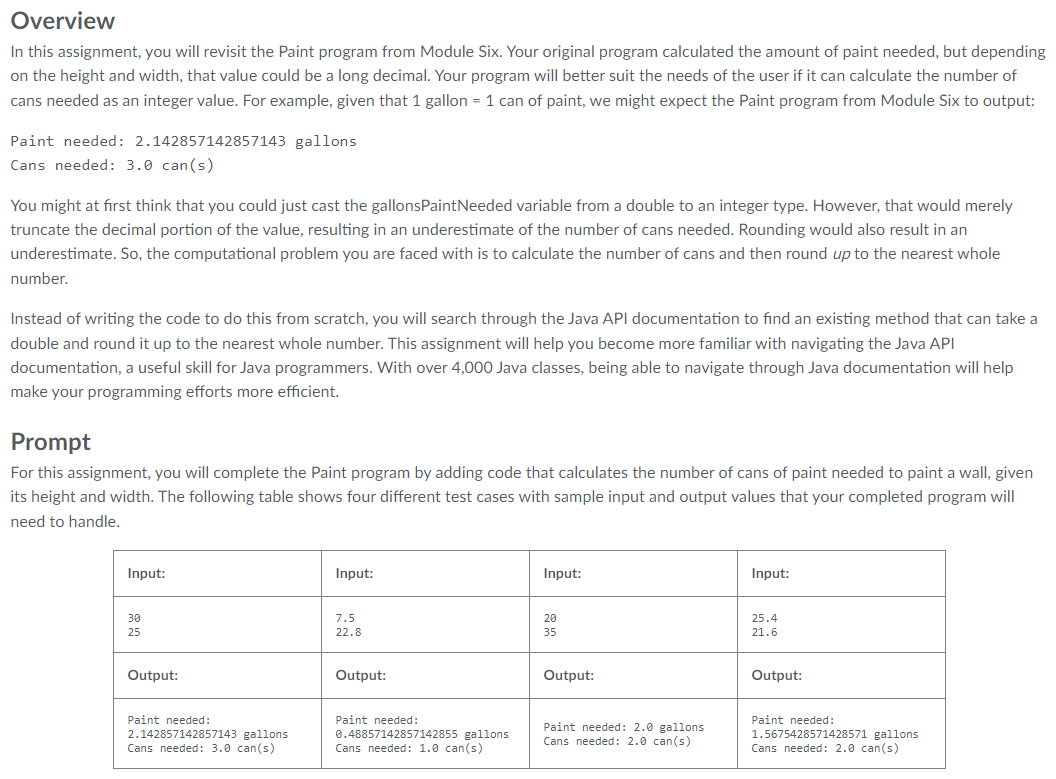 Solved In This Assignment You Will Revisit The Paint Chegg Com   PhpFBHOge