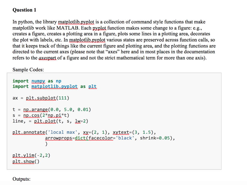 Solved Question 1 In Python, The Library Matplotlib.pyplot | Chegg.com