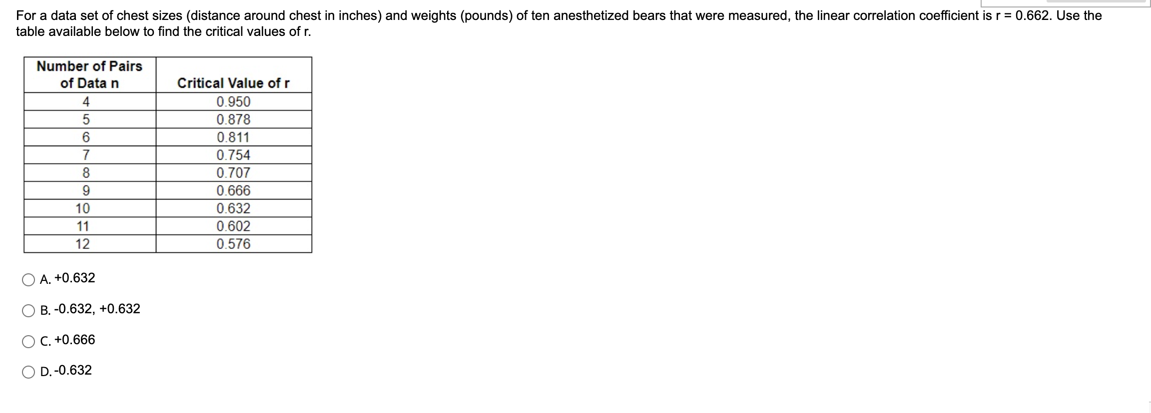 Solved For a data set of chest sizes (distance around chest