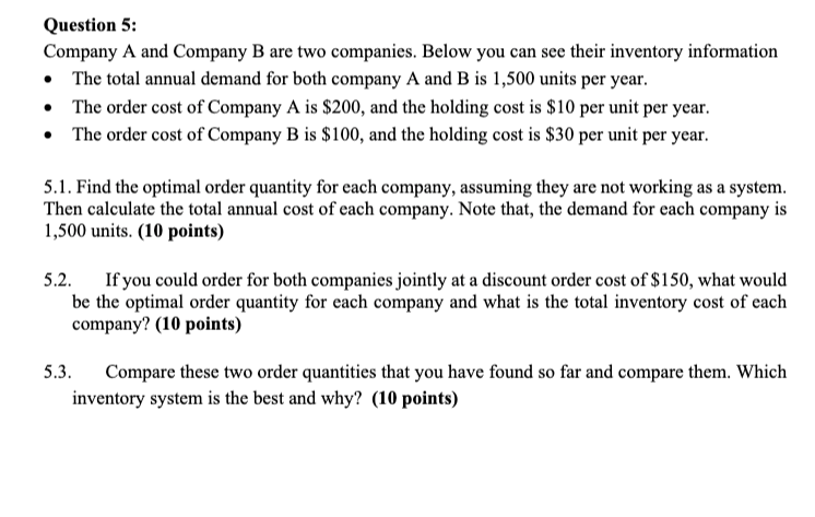 Solved Question 5: Company A And Company B Are Two | Chegg.com