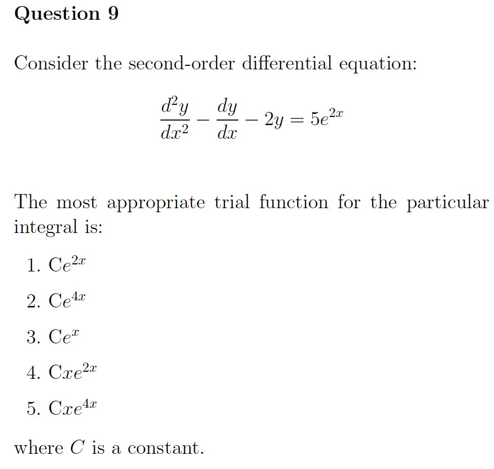 Solved Question 9 Consider the second-order differential | Chegg.com