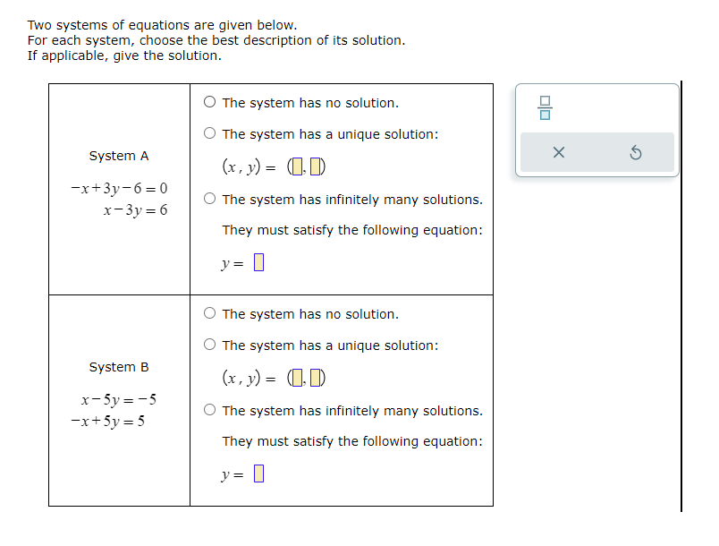 Solved Two systems of equations are given below.For each | Chegg.com