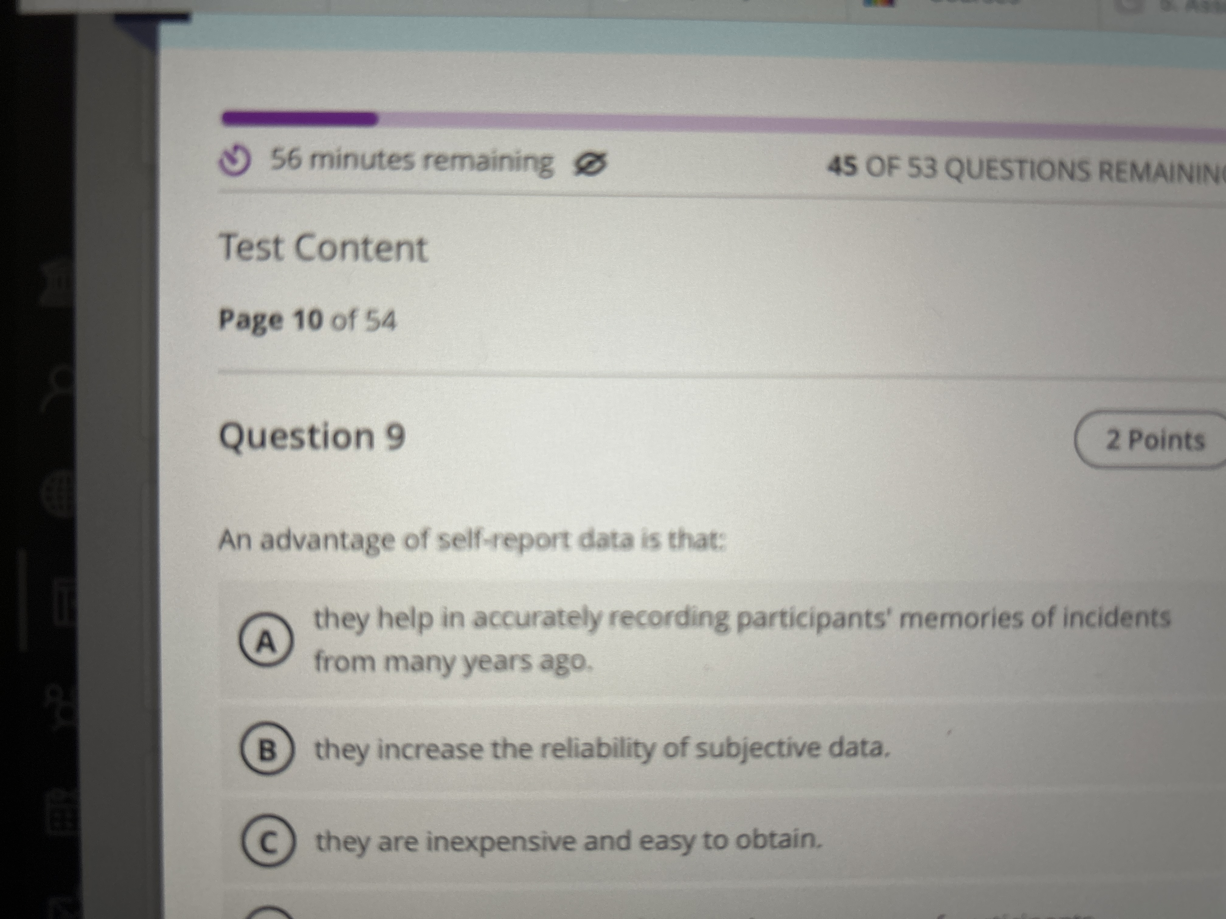 Solved Question 9An advantage of selfreport data is