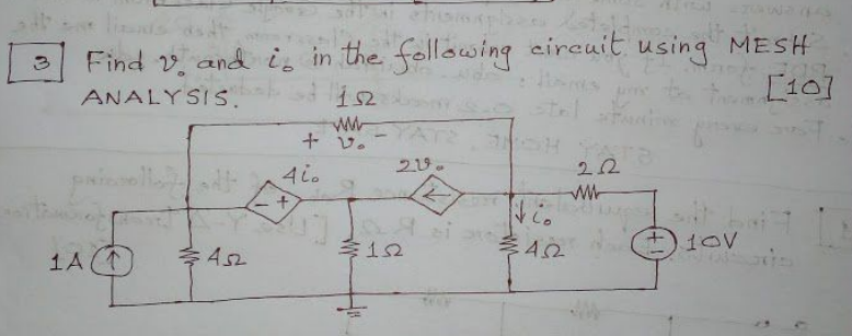 Solved 3 Find & and is in the following circuit using MESH | Chegg.com