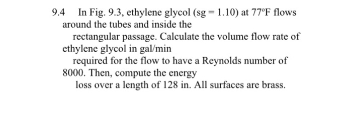 Solved 9.4 around the tubes and inside the ethylene glycol | Chegg.com