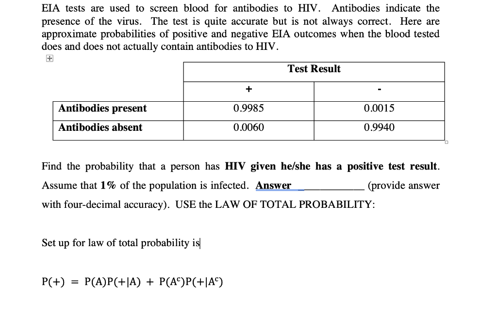 Solved EIA Tests Are Used To Screen Blood For Antibodies To Chegg Com   Phpnk88fC